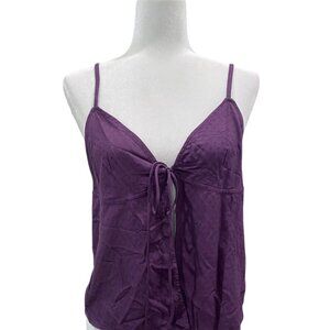 No Boundaries Purple Eyelet Tie Front Camisole